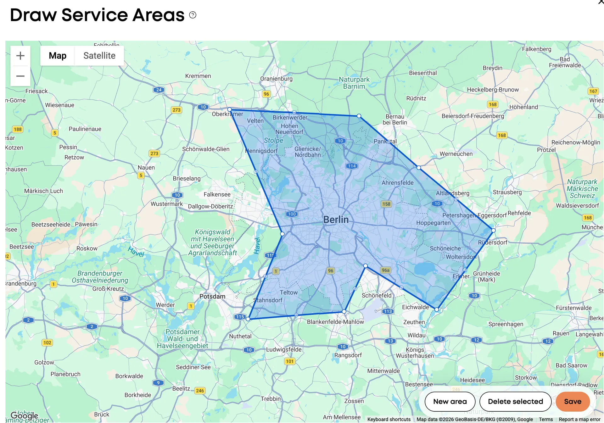 Draw Service Areas - pick exactly where you want leads on a map